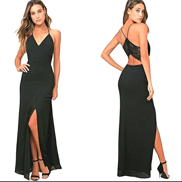 Lulus Dresses Lulus Story Of A Starry Night Backless Lace Maxi